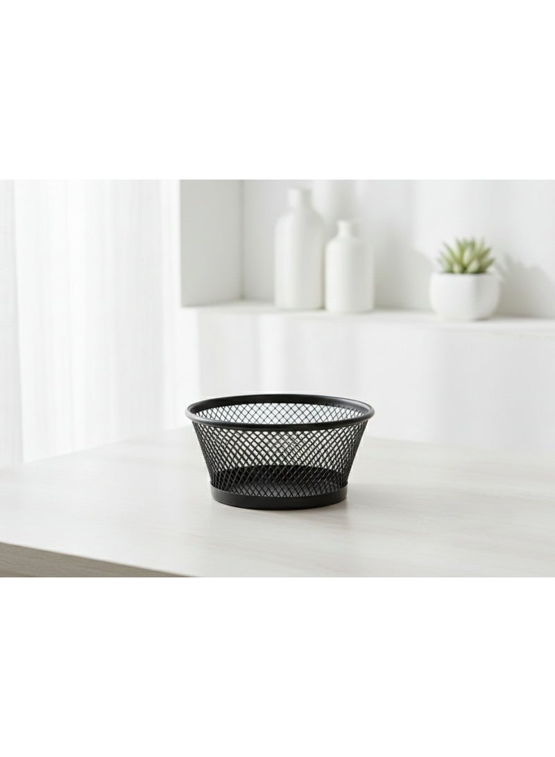 منظم دبابيس مكتب شبكي أسود من المعدن – حامل وموزع دبابيس عملي لتنظيم الأدوات الصغيرة – تصميم متين وأنيق مناسب للاستخدام في المكتب والمنزل والمدرسة - Image 1